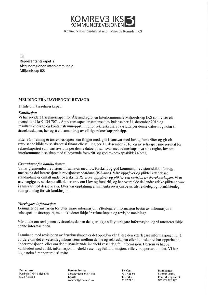 Revisjonsmelding ÅRIM 2016_Side_1